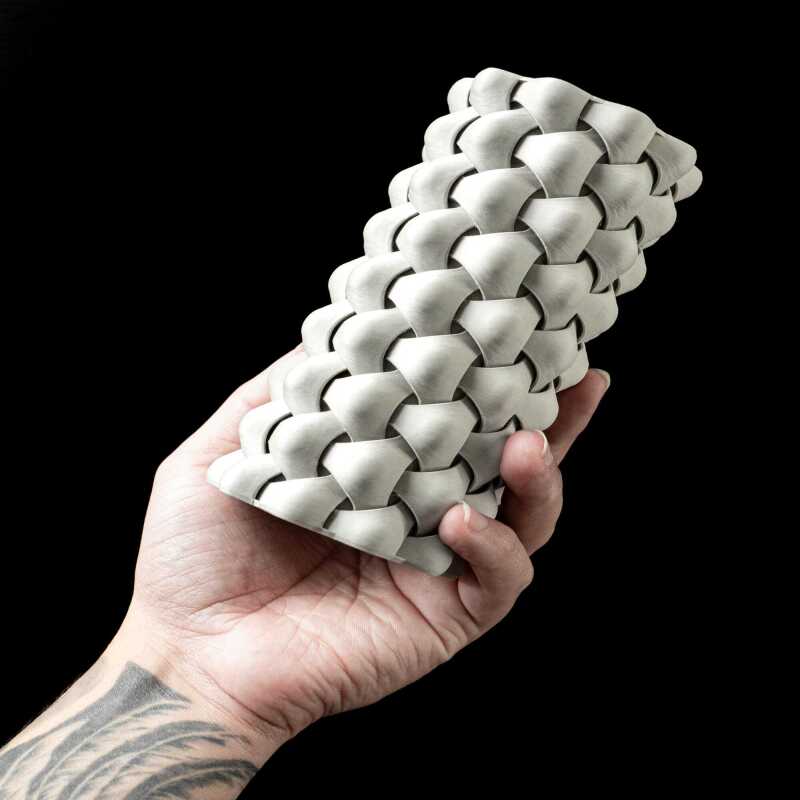Tri-Weave Flower Vase - Matte Dark Green