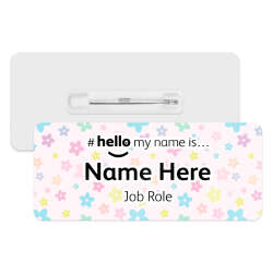 #hello my name is... Name Badge - Pastel Daisy Background