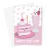 Happy Birthday Card - Kawaii Pink Birthday Cake - A5 Greeting Card - A5 Portrait - 1 Card