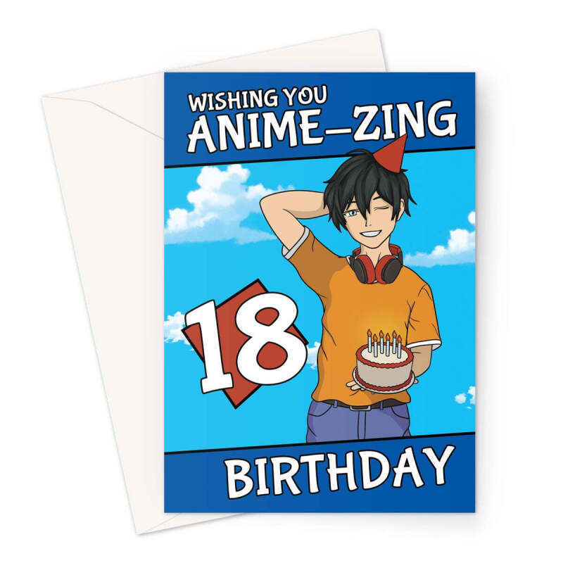 18th Anime Birthday Card For Man - A5 Portrait - 1 Card