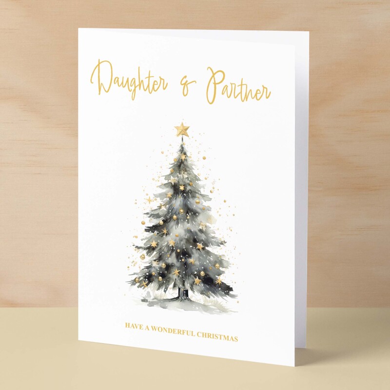 Christmas Card For Daughter and Partner Card Xmas Card for Daughter Christmas Card for Loved One Daughter Partner Card Christmas Tree Card - Large (5x7) / Blank Message