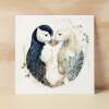 Anniversary Card For Husband Card for Anniversary Card For Wife Puffins Anniversary Card For Couple Engagement Card For Couple Wedding Card - Square (6x6) / Blank Message