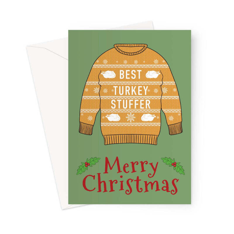 Turkey Stuffer Christmas Jumper Card - A5 Portrait - 1 Card