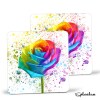 Coaster RAINBOW ROSE Splatter Art Print, High Gloss Coaster, Splash Art, Kids Room Custom Art Work Colourful Rose Art Personalised Coaster - Single Coaster