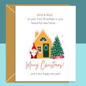 New Home Christmas Card - Ideal personalised Xmas card for someone spending their 1st Christmas in their new house...