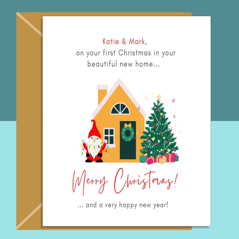 New Home Christmas Card - Ideal personalised Xmas card for someone spending their 1st Christmas in their new house... - Blank inside - Large