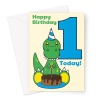 1st Birthday Card For A Boy - Cartoon Dinosaur - A5 Portrait - 1 Card