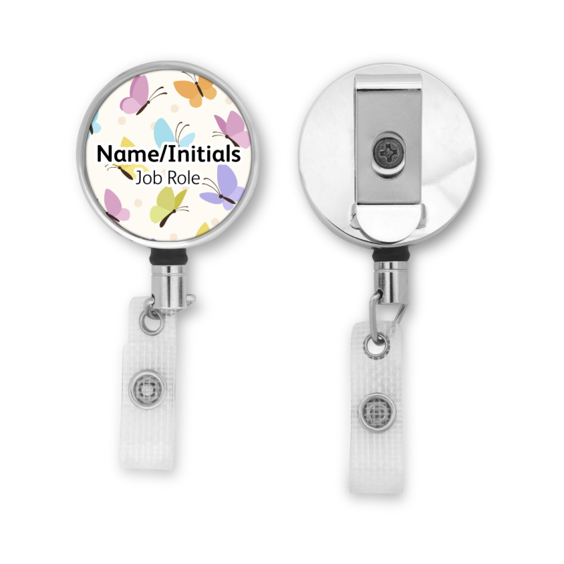 Personalised Metal ID Reel - Colourful Butterflies