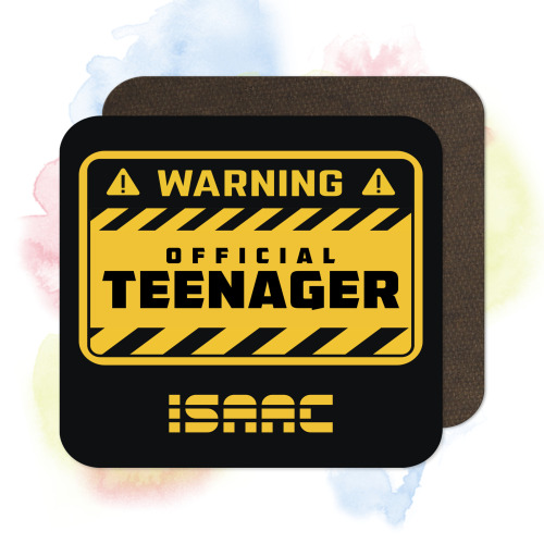 Personalised Birthday Coaster - Warning! Official Teenager