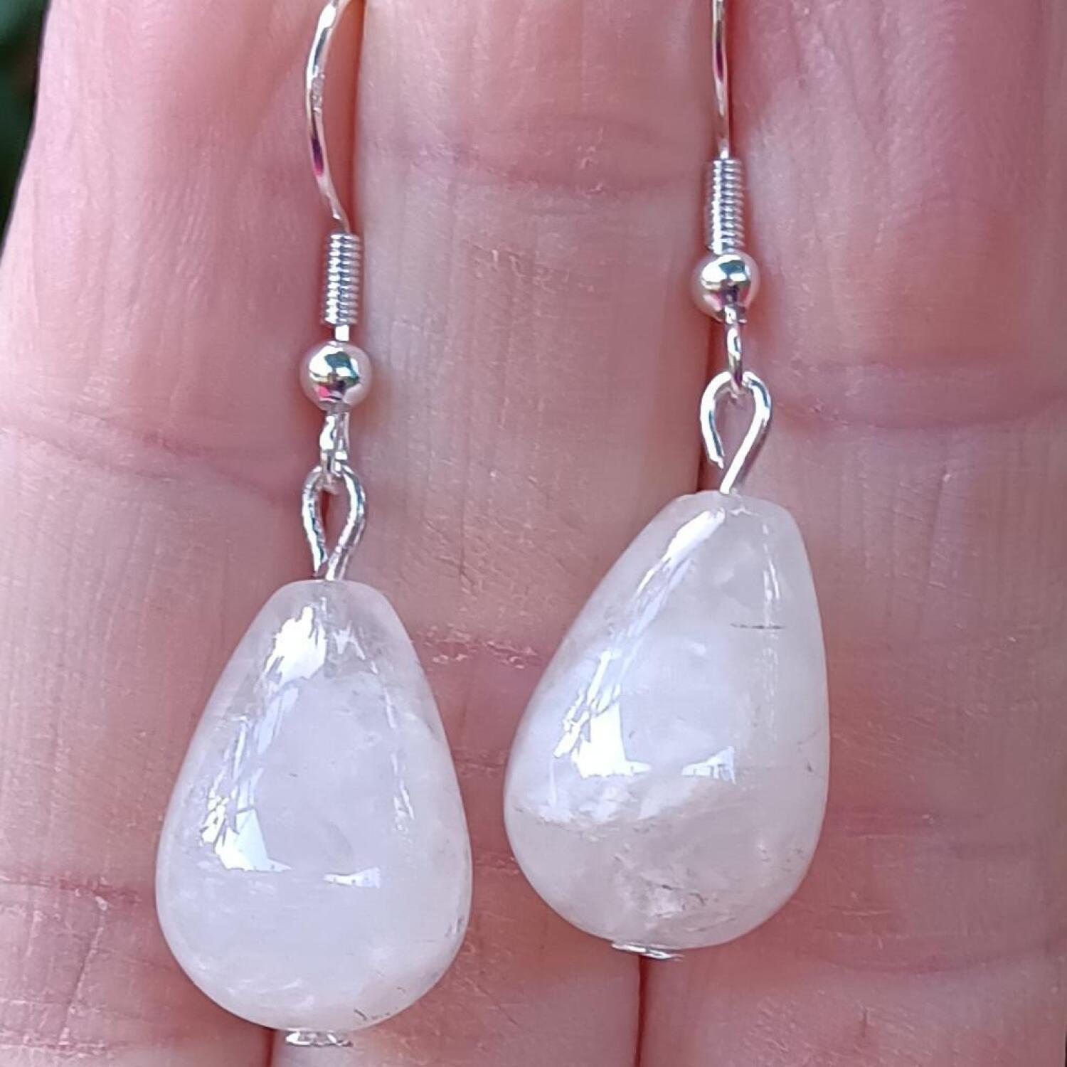 Quartz Teardrop Bead Earrings - Cleansing