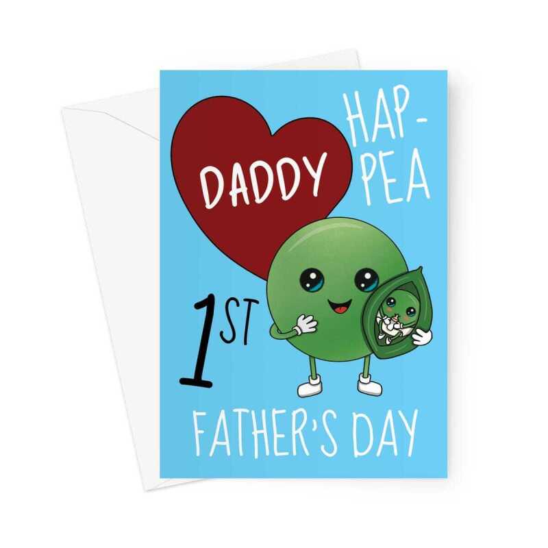 First Father's Day Card For New Dads - Cute Pea Joke - A5 Portrait - 1 Card