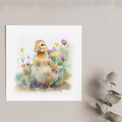 Notelet Card of a Duck For Anyone Any Occasion Card For Her or For Him Card For Birthday or Easter Card Thank You Card - Square (6x6) / Blank Message