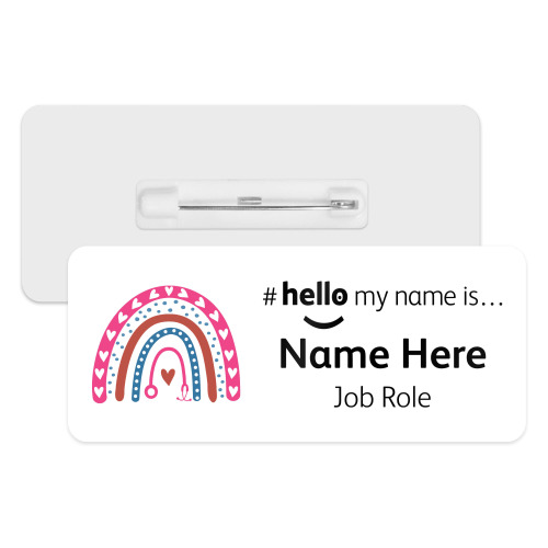 #hello my name is... Name Badge - Retro Stethoscope Rainbow