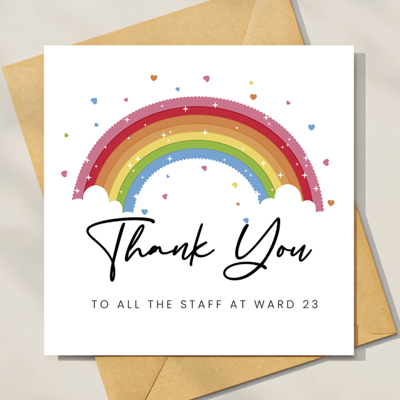 Thank You Doctor Card Rainbow hospital ward Card