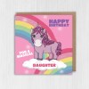 For a magical daughter, sister, niece, granddaughter, cousin, girl unicorn, rainbows, any relation birthday card (Size A6/A5/A4/Square 6x6") - A6: Single card