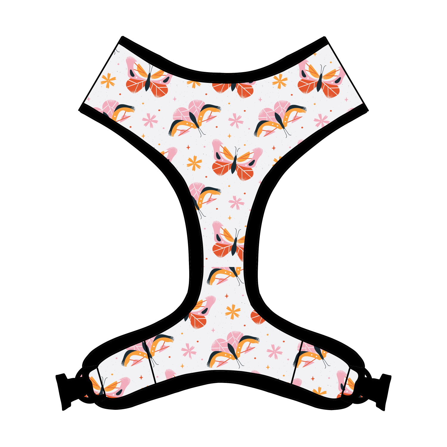 Pink & Orange Butterfly Print Dog/Puppy Adjustable Harness - Medium