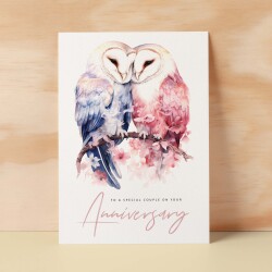 Anniversary Card For Couple Wedding Anniversary Card For Daughter and Son-In-Law Anniversary Card For Son and Daughter-In-Law Owls Love Card - Small (4x6) / Blank Message