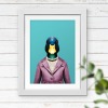 Duck in clothes, animal print, wall art - A5 - Glossy - Blue