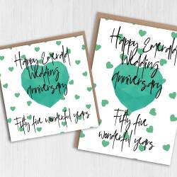 Emerald 55th/55 years anniversary card: Fifty five wonderful years (Size A6/A5/A4/Square 6x6") - A6: Single card