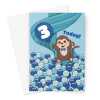 3 Today Monkey Birthday Card - Blue Ball Pool - A5 Portrait - 1 Card