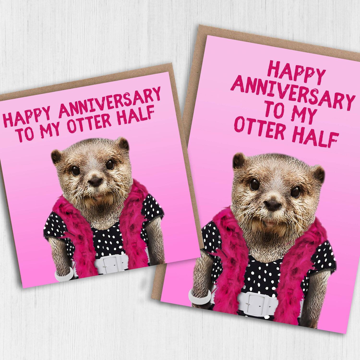 Happy anniversary to my otter half anniversary card for wife, husband, girlfriend, boyfriend (Animalyser) (Size A6/A5/A4/Square 6x6") - A6: Single card