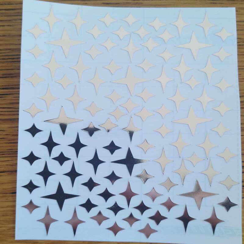 4 Point Star Stickers, Holographic, Silver or Gold - Gold