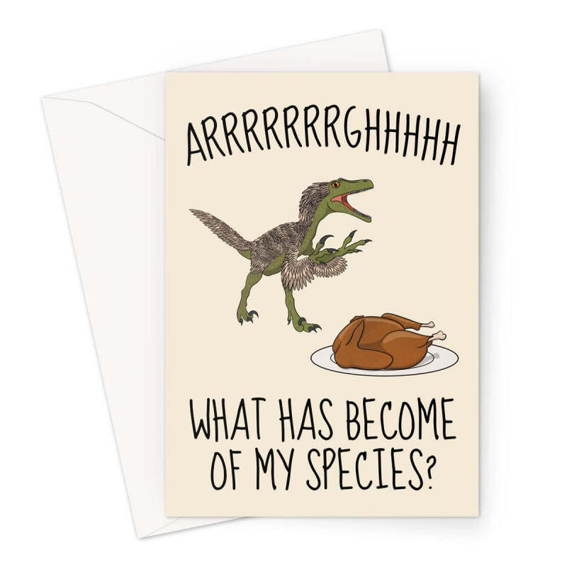 Funny Velociraptor Greeting Card - Paleontology - A5 Portrait - 1 Card