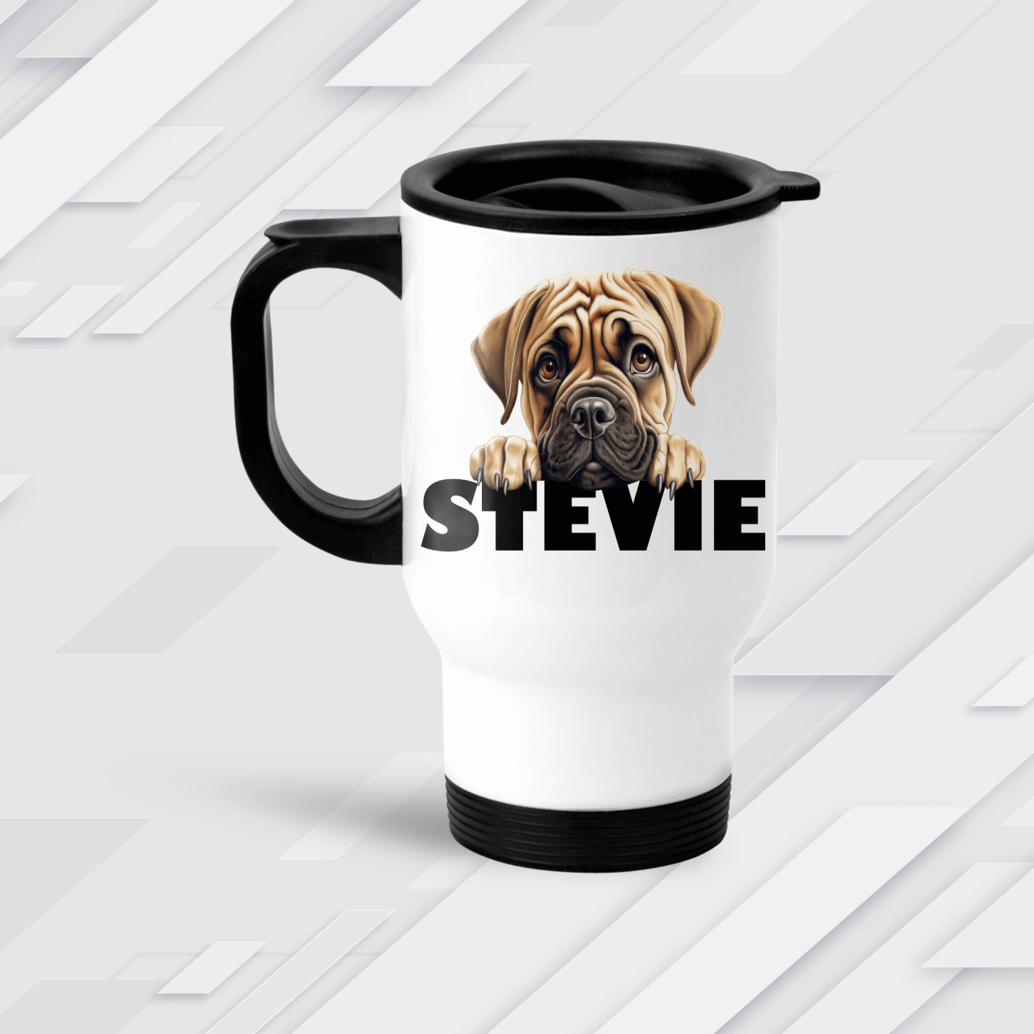 Personalised Stainless Steel Dog Breed Design Travel Mug