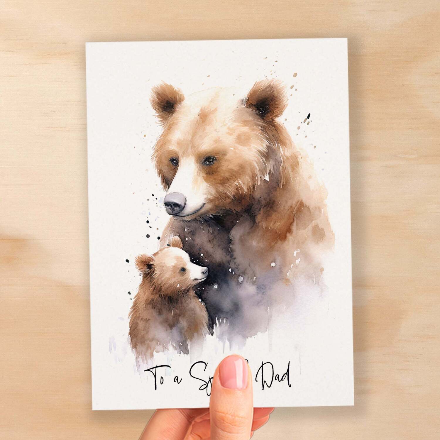 Birthday Card For Dad Card for Father Day Birthday Card For Him Birthday Gift For Dad Happy Birthday Card For Dad with Bear Illustration - Small (4x6) / Blank Message