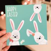 Happy Easter bunnies, bunny rabbits, pet Easter card for children, kids, boys, girls, grandchildren (Size A6/A5/A4/Square 6x6")