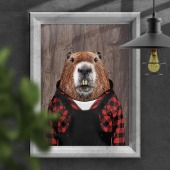 Beaver in clothes, animal print, wall art