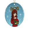 Cute Anime Girl Circle Ceramic Bauble, Christmas Tree Decoration - Default Title