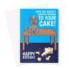 Happy Birthday Card - Funny Evil Cat Cake Smash - A5 Greeting Card - A5 Portrait - 1 Card