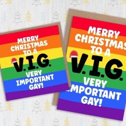 Merry Christmas to a Very Important Gay funny gay Christmas, holidays card, LGBTQ+, gay, lesbian, bisexual (Size A6/A5/A4/Square 6x6") - A6: Single card