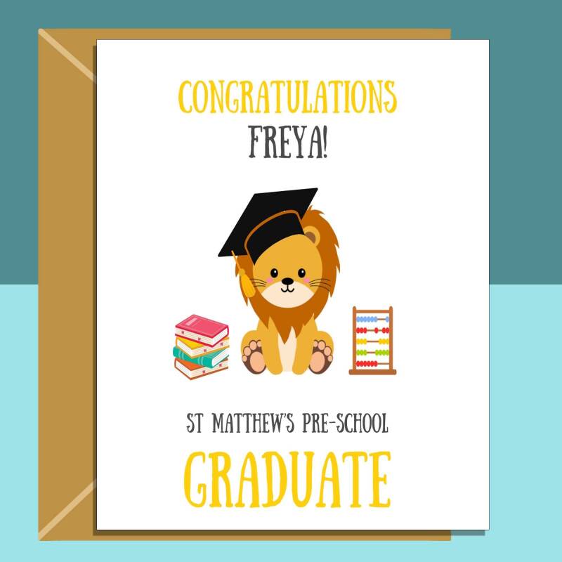 Pre-School Graduation Card Personalised for Son, Daughter, Nephew, Niece, Grandson, Granddaughter - Regular - Blank