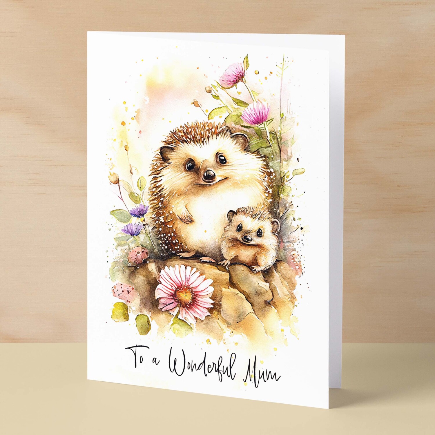 Birthday Card For Mum Card for Mothers Day Birthday Card For Her Birthday Gift For Mum Happy Birthday Card For Mum Hedgehog Illustration - Small (4x6) / Blank Message