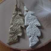 Decorative White Clay Feather Hanging