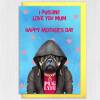 I pugging love you mum, mom pug, dog in clothes Mother's Day card for mother from son, daughter (Animalyser) (Size A6/A5/A4/Square 6x6") - A6: Single card - Mum