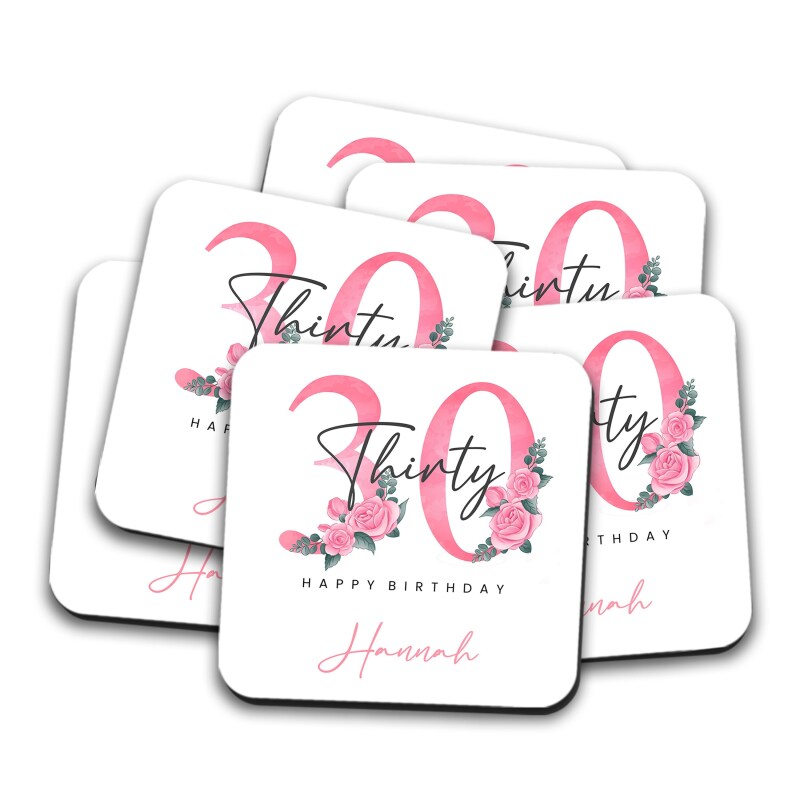 Personalised 30th Birthday Coaster - Personalised  Coaster 30th Birthday Gift For For Her Personalised Gift - Thirty Birthday Coaster - Single Coaster