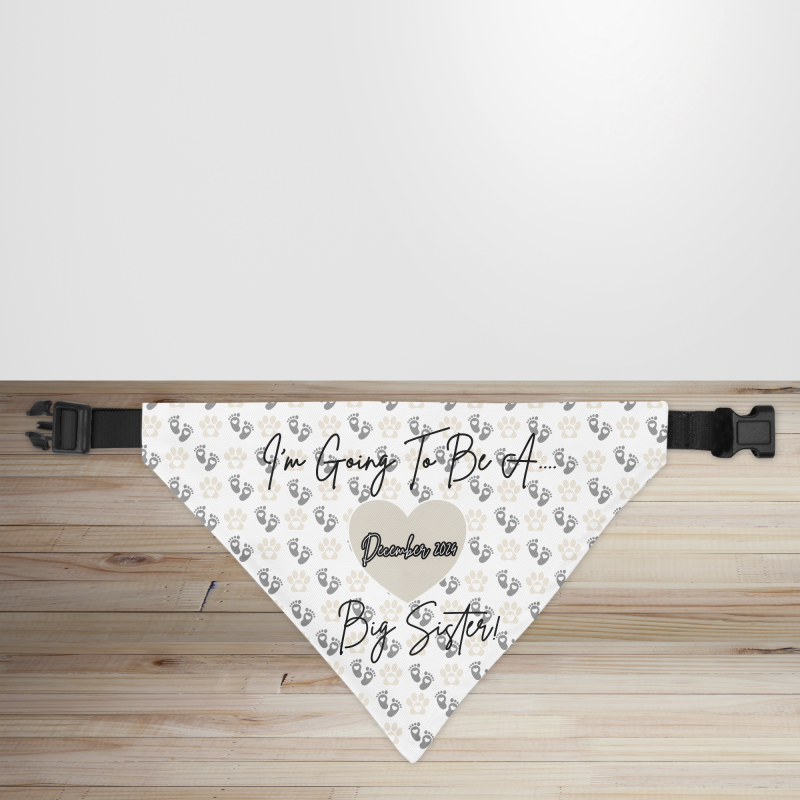 Neutral Personalised Pregnancy Announcement Dog/Puppy Bandana - Small - 12x17cm (Strap: 25mm - 40mm)