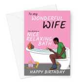 Happy Birthday Card For Wife - Funny Bath Joke - A5 Greetings Card