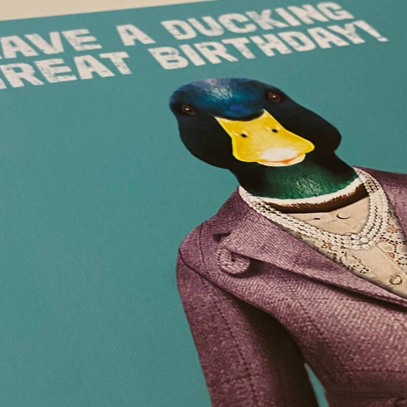 Have a ducking great birthday duck in clothes funny autocorrect birthday card for friend, mate, male (Animalyser) Size A6/A5/A4/Square 6x6" - A6: Single card