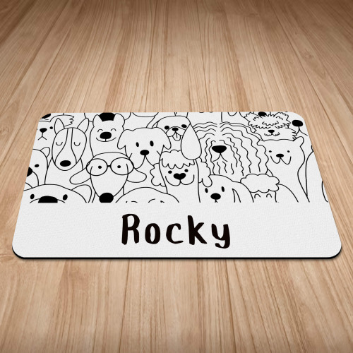 Personalised Doodle Dogs Puppy/Dog Bowl Mat