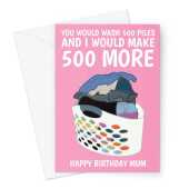Happy Birthday Card For Mum - Funny Laundry Washing Basket - A5 Greetings Card