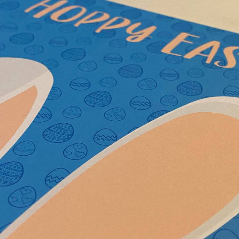Hoppy Easter bunny rabbit ears, funny, cute Happy Easter card from the pet, for adults and children (Size A6/A5/A4/Square 6x6") - A6: Single card