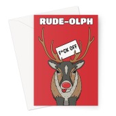 Rude-olph Christmas Card - Funny Reindeer Joke