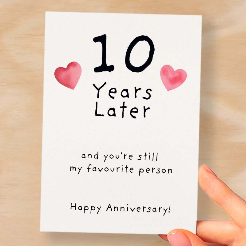 10th Wedding Anniversary Card For Wife Anniversary Card for Husband 10 Year Anniversary Card For Boyfriend or Girlfriend  10 Year Anniversary Card - Large (5x7) / Blank Message