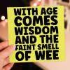 Funny, rude old age, old man, old woman birthday card: With age comes wisdom and the faint smell of wee, pee (Size A6/A5/A4/Square 6x6") - A6: Single card - Wee