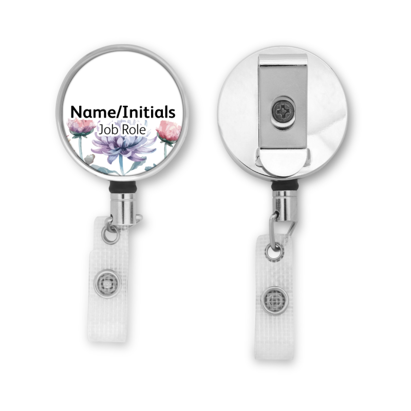 Personalised Metal ID Reel - Pretty Flowers