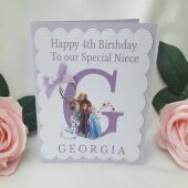 Handmade Personalised Frozen Card,any age/relation,Frozen Inspired Card